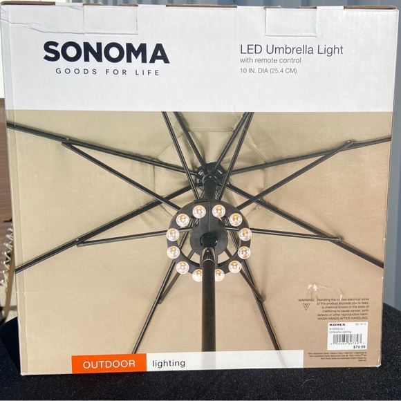 Sonoma LED Umbrella Light with Remote Control New in Box - Picture 9 of 10